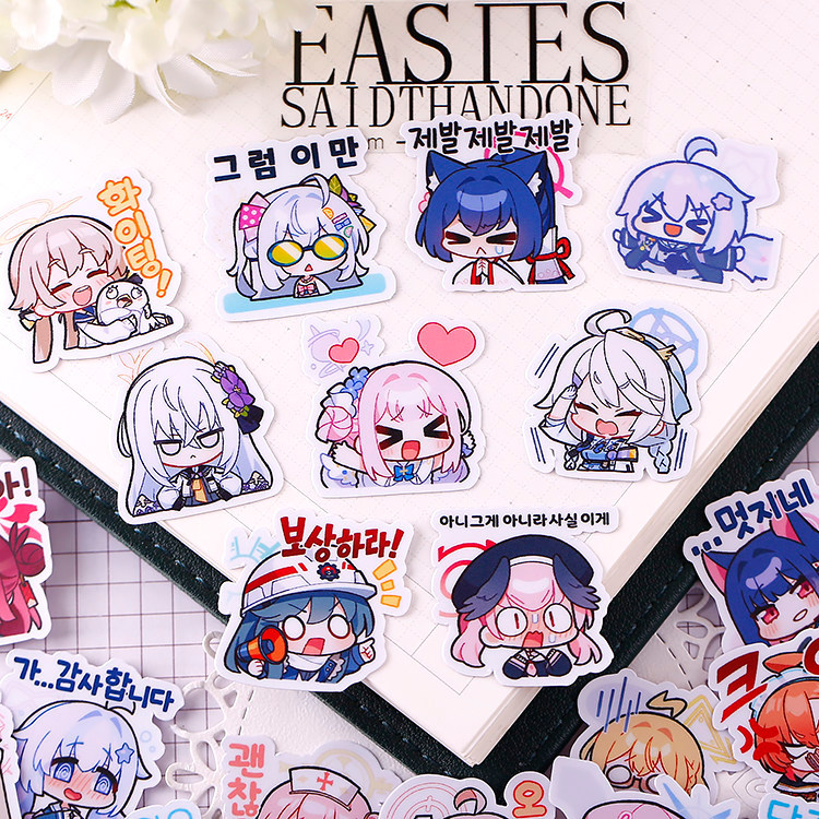 ชุดสติ๊กเกอร์ Blue Archive - 92 Cute Aesthetic Planner & Laptop Decals, Cartoon Stationery Pack