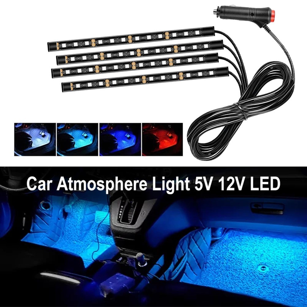 HE ใหม่12LED Strip Lamp USB Car Light หลากสี Ambient Light Strip