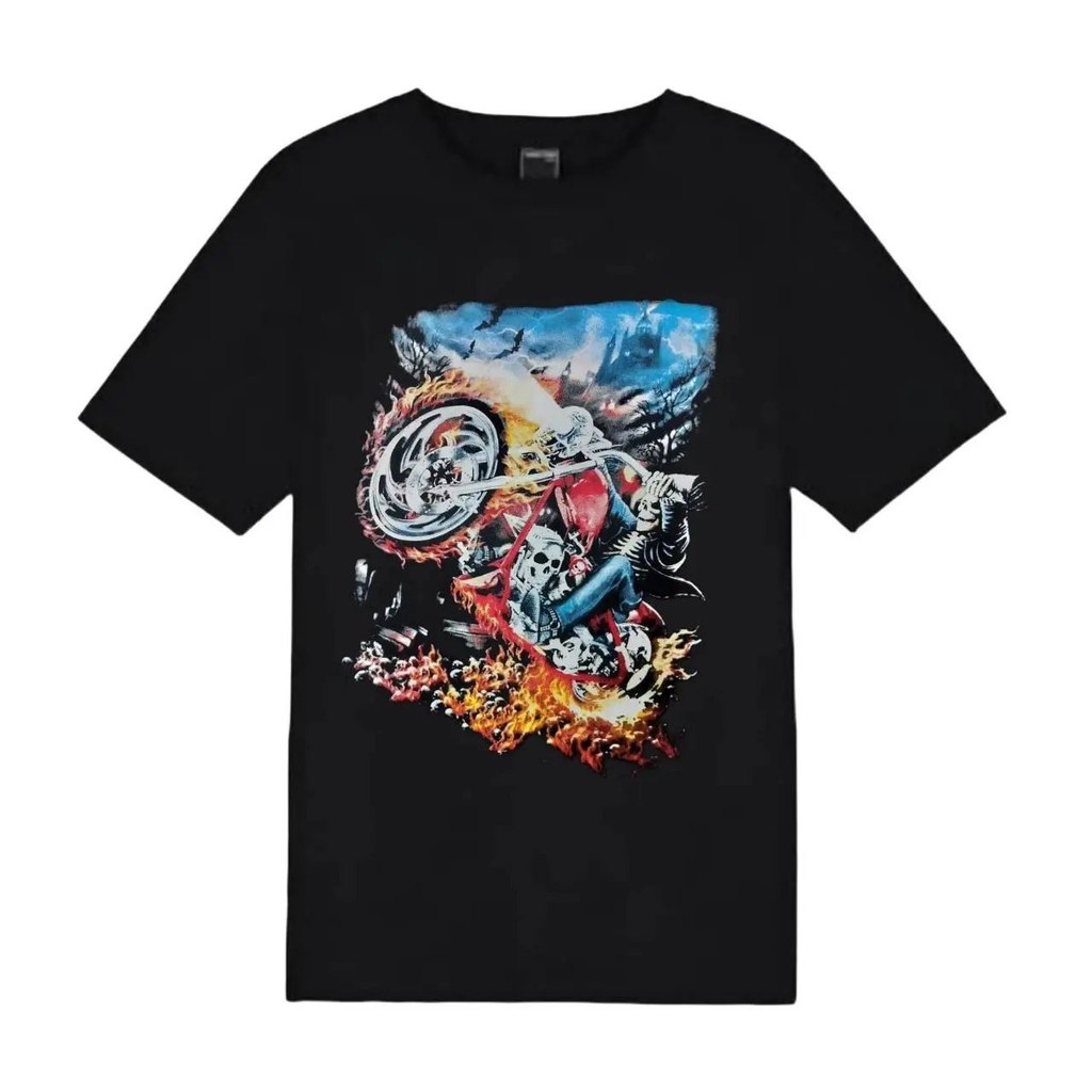 เสื้อยืดคอกลมสีดำ พิมพ์ลายสกรีนแน่น สีสดไม่หลุดลอก เสื้อทรง Oversize แฟชั่นผู้ชาย คุ้มค่าสุดๆ