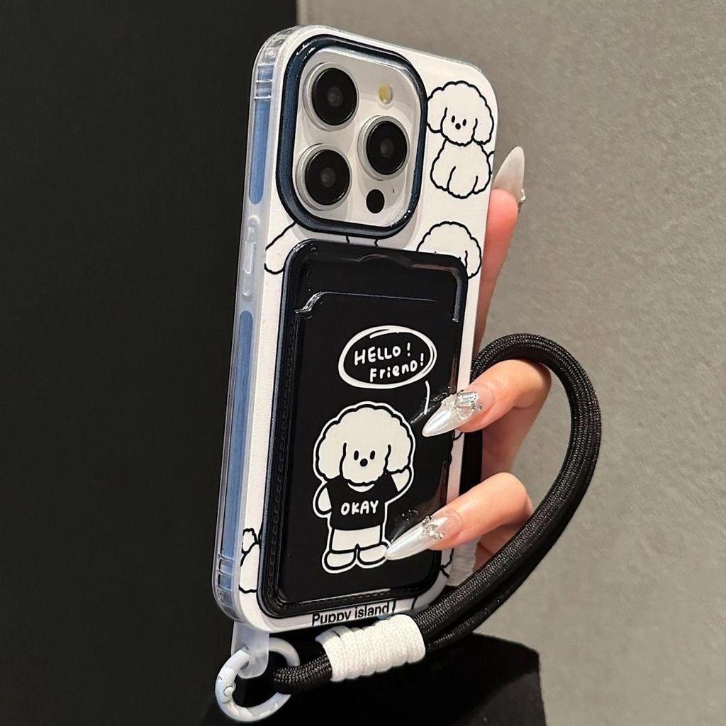 SAMSUNG พร้อมผู้ถือบัตรสุนัขการ์ตูนกรณีSamsung A15 S25 Fe A17 5G A55 5G A16 A07 A36 A06 A35 A56 A37 