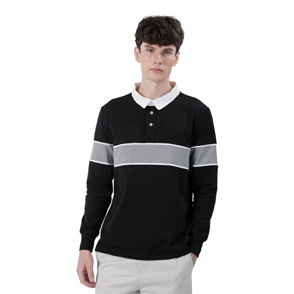 John Henry เสื้อโปโลผู้ชายแขนยาว ทรงเข้ารูป รุ่น JH S426MPLSM11 - สีดำ