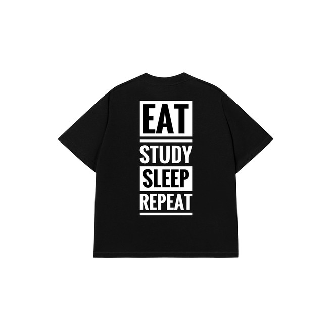 เสื้อยืด Eat Study Sleep ทําซ้ํา - Happy - เสื้อยืด Happy Nonsense - เสื้อยืด Oversize Form 250GSM 1
