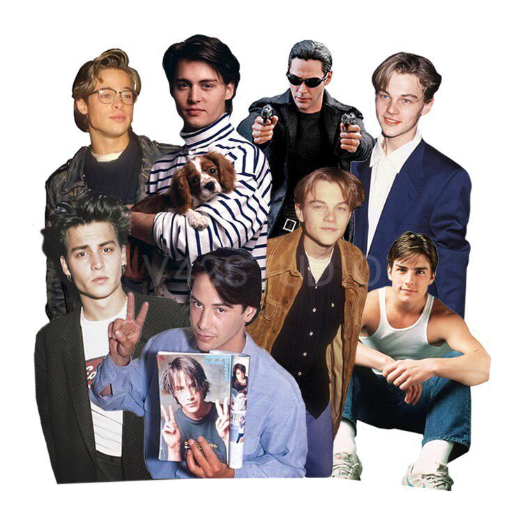 90s Hollywood Actor สติ๊กเกอร์ PVC กันน้ํา - Johnny Depp, Keanu Reeves, Leonardo DiCaprio Set