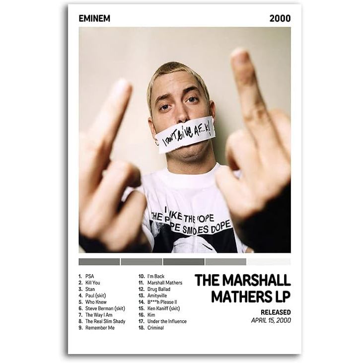 Eminem โปสเตอร์ Marshall Mathers Lp เพลงอัลบั้มโปสเตอร์ Wall Art ความงามตกแต่งห้อง Xinch Unframed