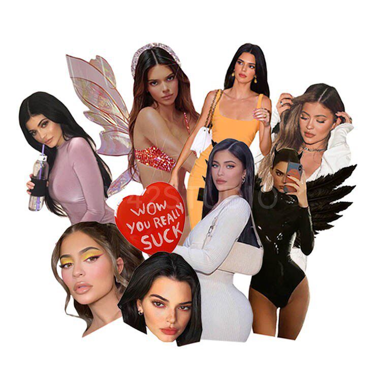 Kardashian-Jenner สติ๊กเกอร์กันน้ํา PVC - Kendall & Kylie Phone & Laptop Decals