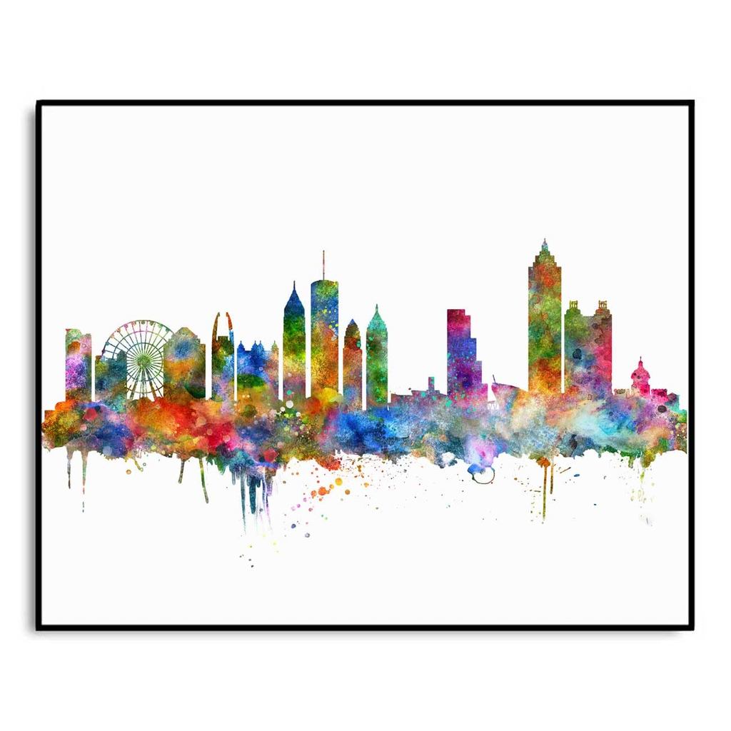 Atlanta Skyline Atlanta Art พิมพ์ Skyline สีน้ํา Art Atlanta City Wall Art Skyline งานศิลปะ Watercol