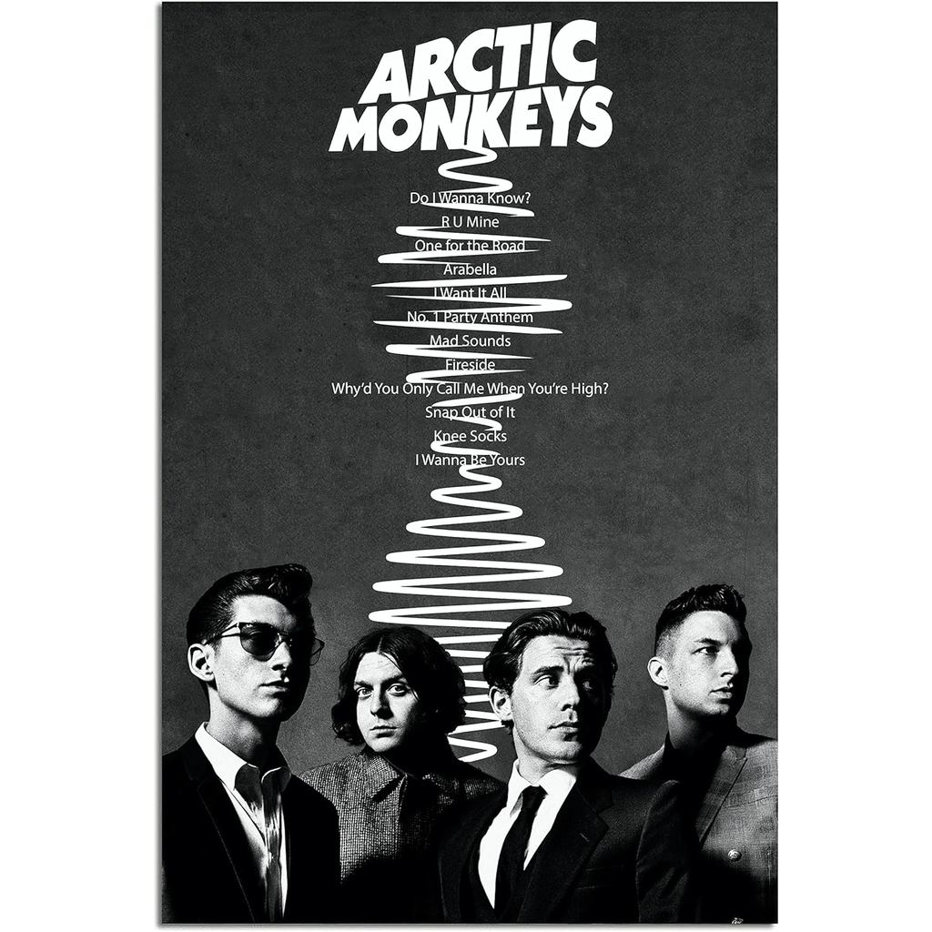 Arctic Monkeys โปสเตอร์สีดําและสีขาว Vintage Canvas Wall Art โปสเตอร์ X