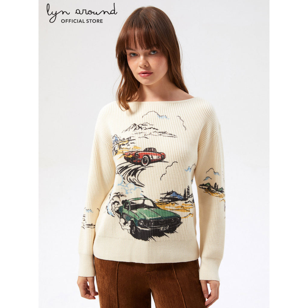 Lyn around - เสื้อพูลโอเวอร์แขนยาวพิมพ์ลาย คอลเลกชัน Speed Voyard (A26CGWA069)