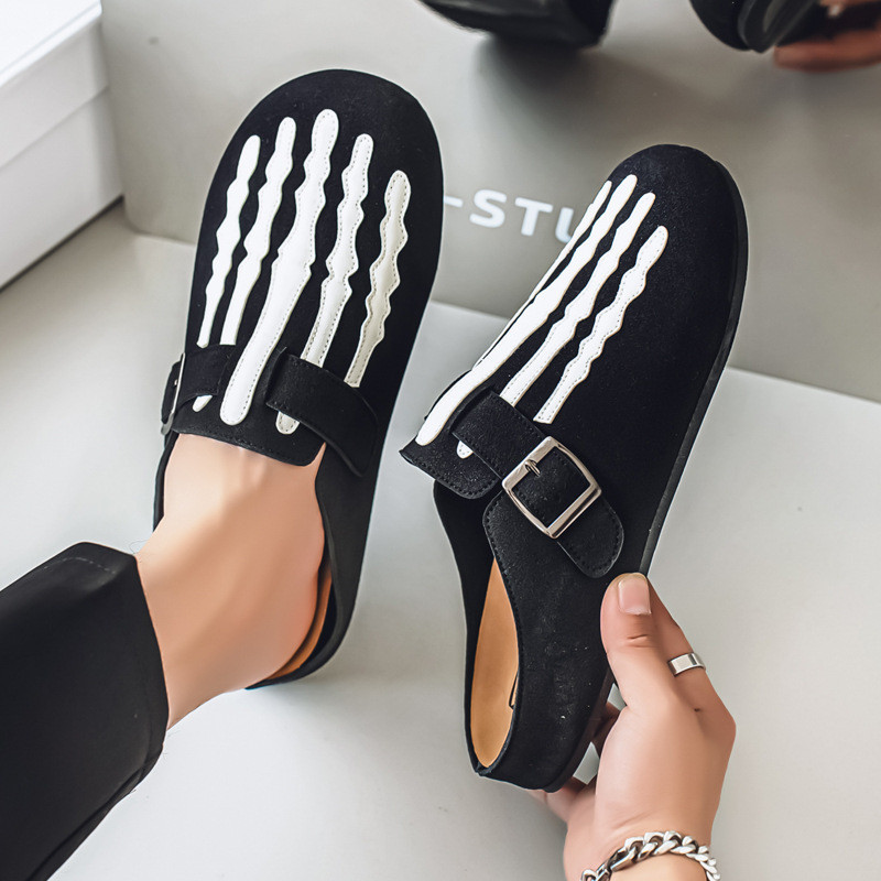 ขนาดใหญ่ขนาด 2026 Bone Birkenstock รองเท้าแตะ Niche Mango Head Low-Top Half-Slip-On รองเท้าผ้าใบผู้ช