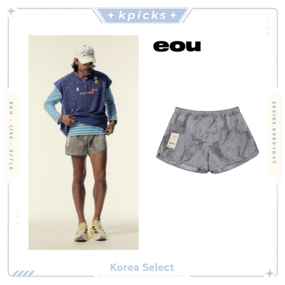 EOU Steel Leaf SP001 Running Shorts กางเกงกีฬาขาสั้นแห้งเร็วน้ําหนักเบา Ocean Silver Black