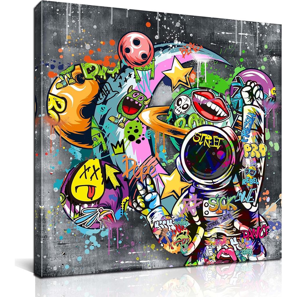 ผ้าใบ Wall Art Modern Wall Decor บทคัดย่อ Wall Art สําหรับห้องนอน Banksy Graffiti Wall Art พร้อมแขวน