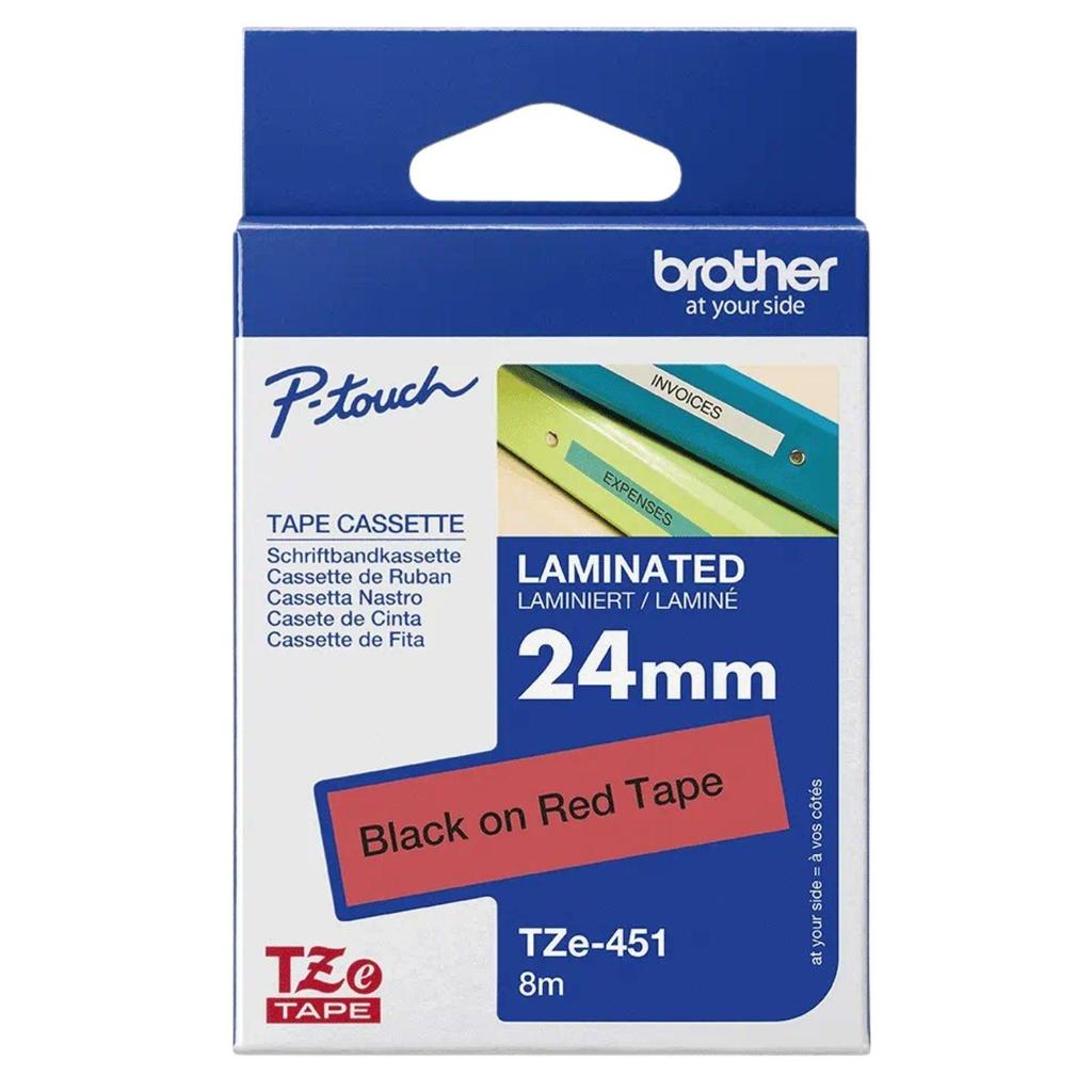 Brother TZe-451 — Red on White Tape