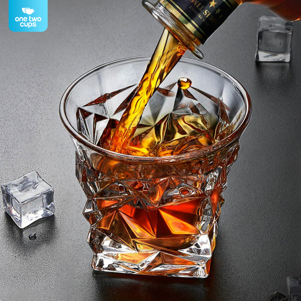 One Two Cups Whisky Crystal Diamond Rock Glass 300ml - YJ103