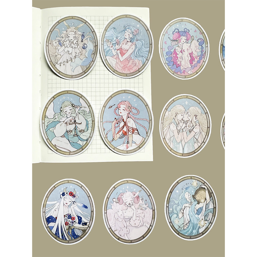 Zodiac Sign Girl Aesthetic สติกเกอร์สําหรับ Journaling, DIY Scrapbooking & Planner ตกแต่ง