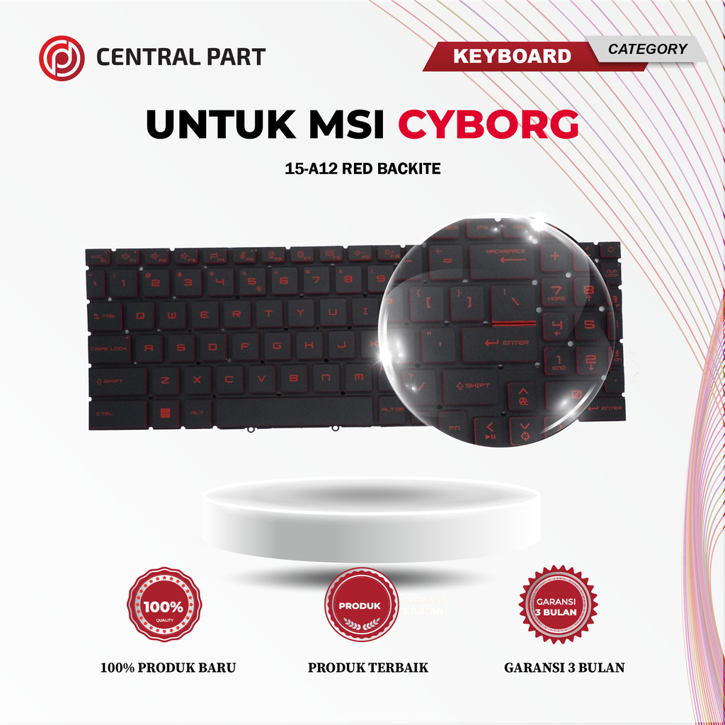 คีย์บอร์ดสําหรับ MSI Cyborg 15-A12 Red Backite