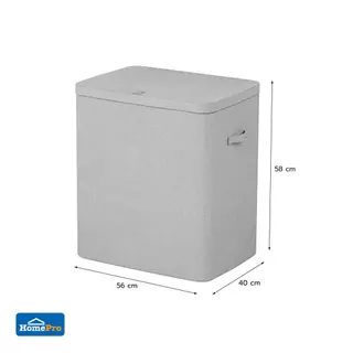 PLIM ถังผ้าเหลี่ยมสูง 2 ช่อง FABBIN สีเทา จัดส่งโดย HomePro