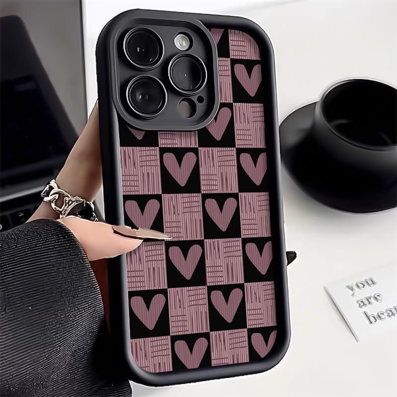 Soft Heart Checkered Casing Hp Vivo V50 Lite 5G V50 Lite Y28 Y18 Y03/Y03T Y19S Pro Y19S Y27 5G Y27S 