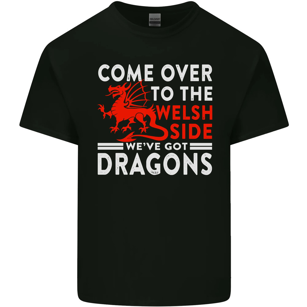 เสื้อยืดผู้ชาย 2026 มาสู่ Welsh Side Dragons Wales Rugby Mens Cotton T-Shirt