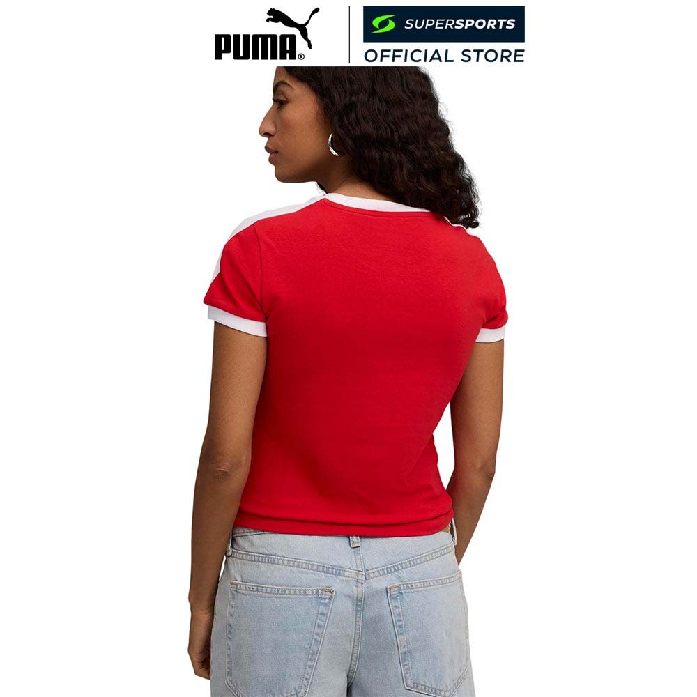 PUMA T7 Slim เสื้อยืดผู้หญิง สีแดง — صورة 2