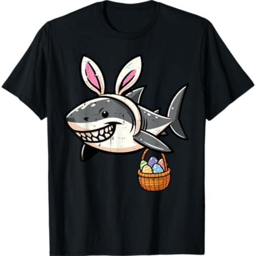 Easter Shark Bunny Ears Egg Basket เสื้อยืดน่ารัก
