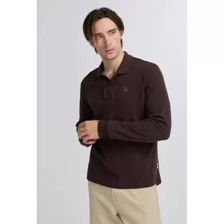 CC DOUBLE O LONG SLEEVE PIQUE POLO SHIRT ผู้ชาย เสื้อโปโลแขนยาวผ้าปิเก้ปักนก รุ่น O26WGMA029 (AW26 #P1)