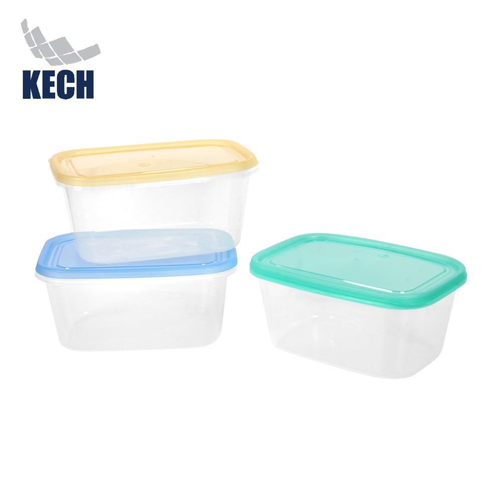 KECH กล่องอาหารเหลี่ยม 1 ลิตร NOLA หลากสี (แพ็ก 3 ชิ้น) จัดส่งโดย HomePro