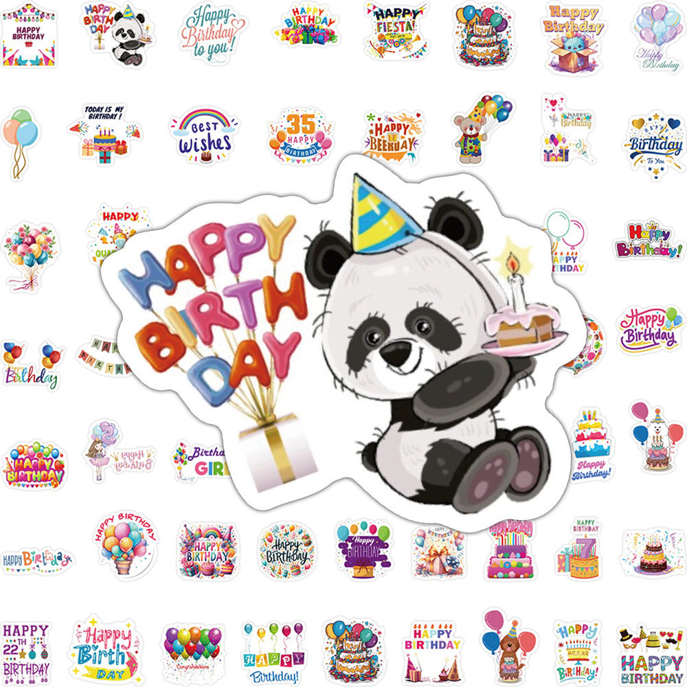 สติ๊กเกอร์ Happy Birthday Doodle ป้ายตกแต่งการ์ตูนน่ารักสําหรับและซองจดหมาย