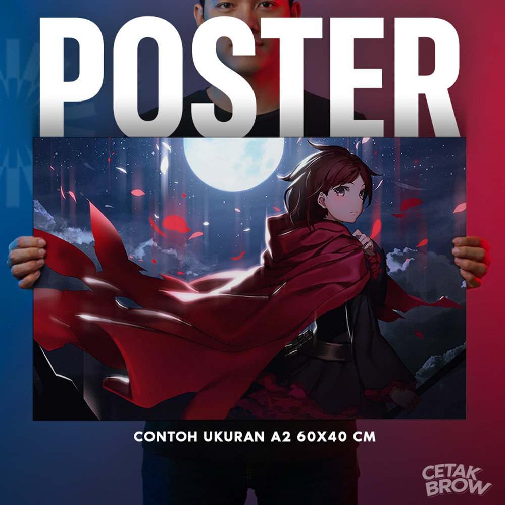 RWBY ทีม Ruby Rose Crescent Rose Scythe Action โปสเตอร์สามารถพิมพ์ตกแต่งผนังห้องที่กําหนดเอง