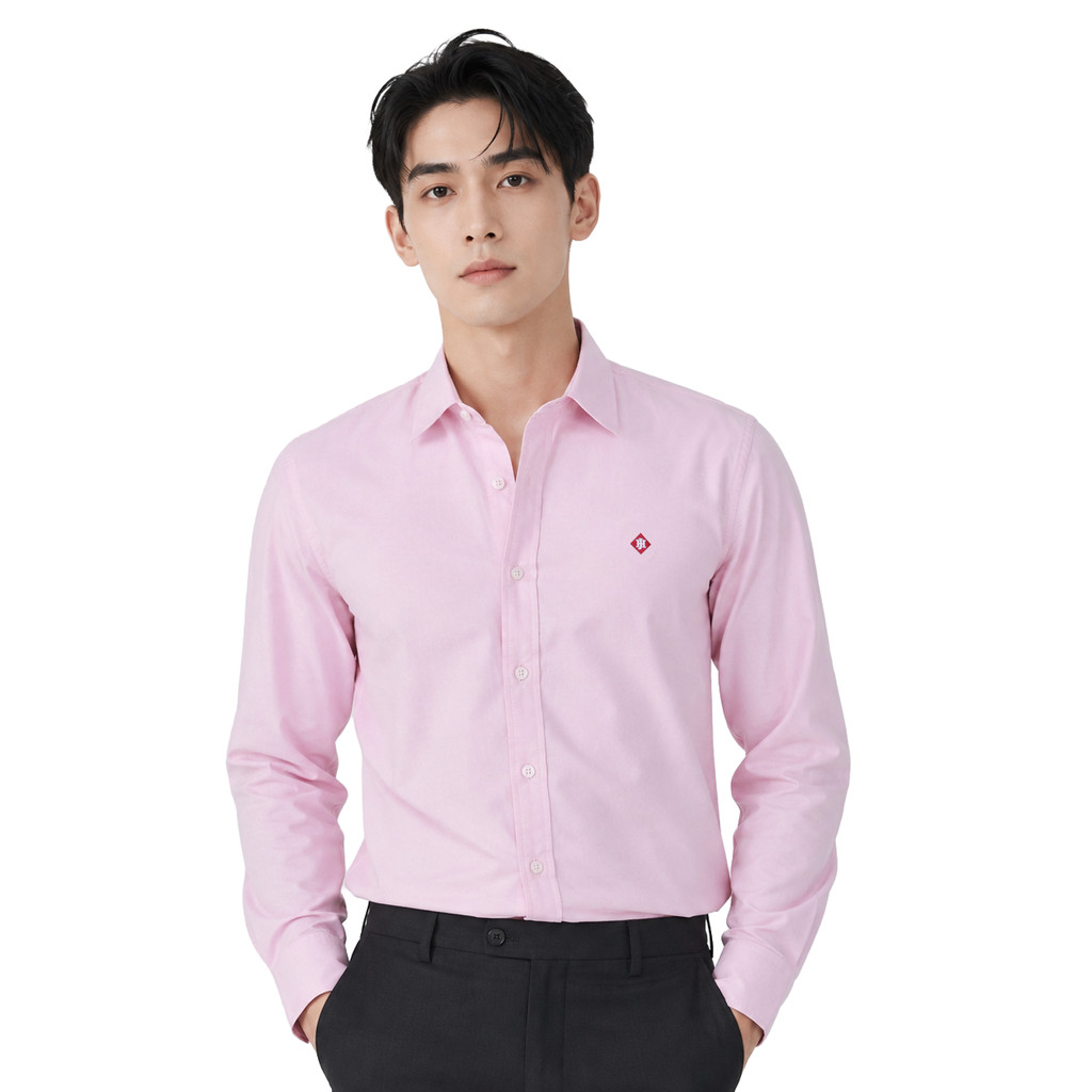 John Henry เสื้อเชิ้ตผู้ชายแขนยาว ทรงเข้ารูป รุ่น JH S426MSLSM14 - สีชมพู