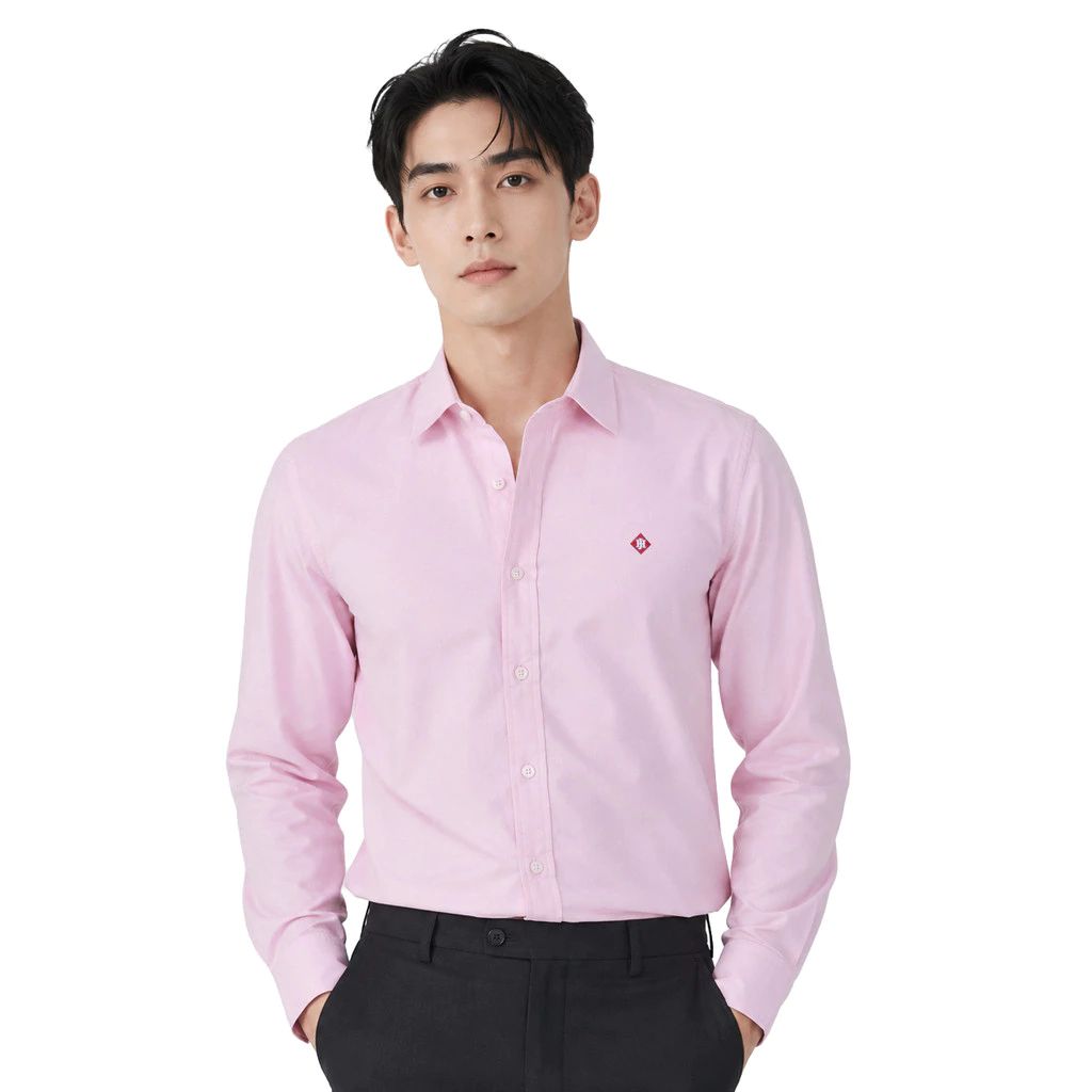 John Henry เสื้อเชิ้ตผู้ชายแขนยาว ทรงเข้ารูป รุ่น JH S426MSLSM14 - สีชมพู