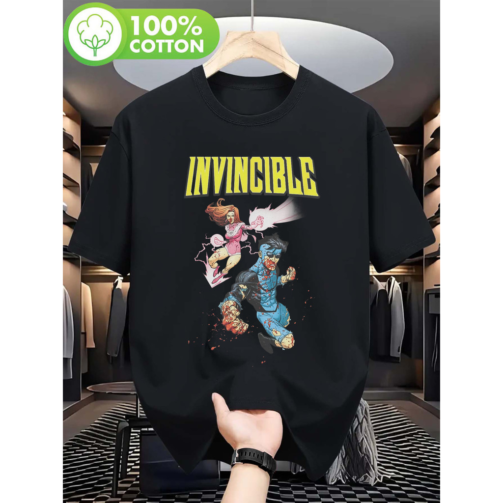 2026 ของขวัญวาฟเฟิลสําหรับเพื่อน เสื้อยืดกราฟิก Mens & Womens Invincible & Atom Eve - Vintage Superh