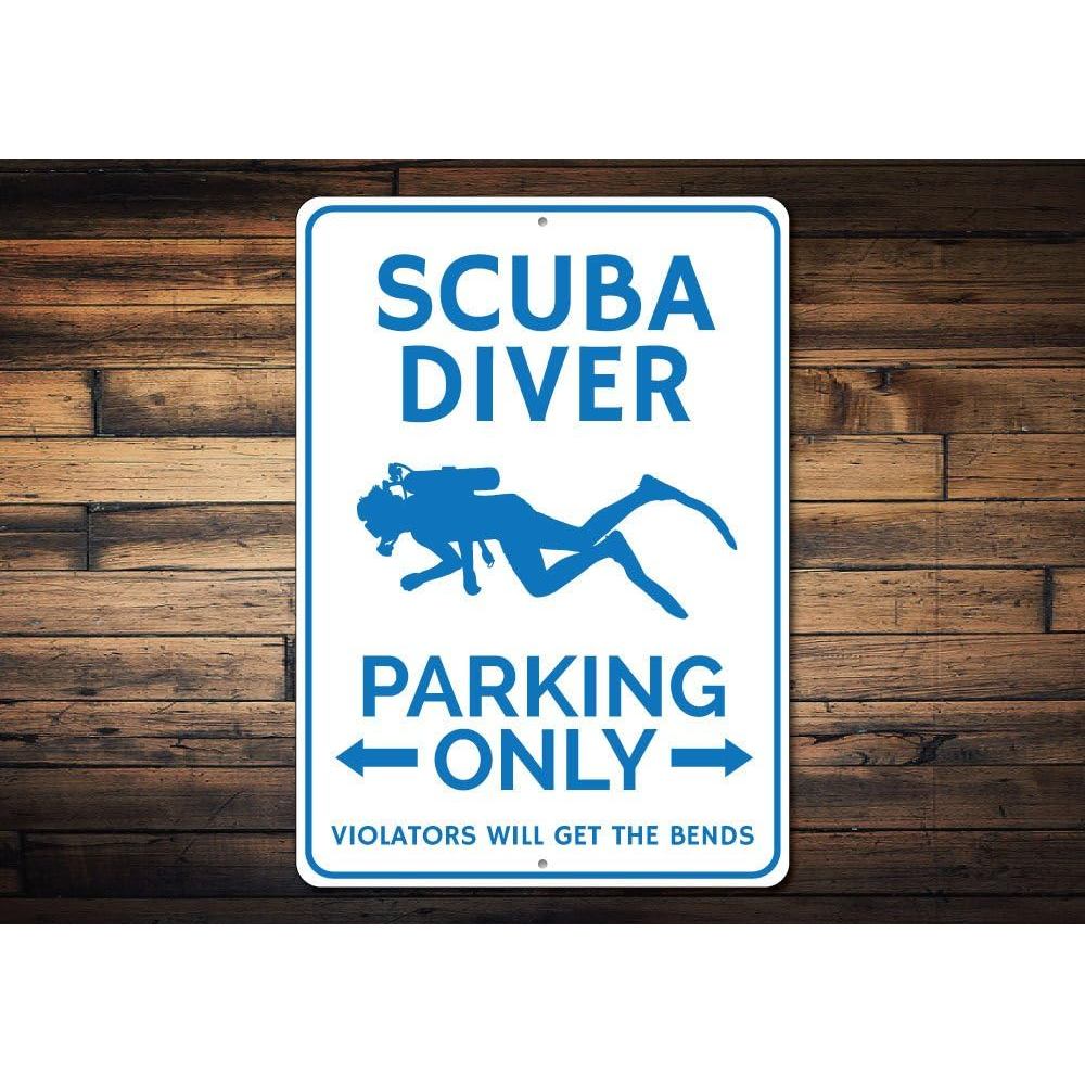 NIUMEA Scuba Diver ที่จอดรถป้าย Scuba Decor Scuba Diver ของขวัญสําหรับ Scuba Lover ดําน้ําอลูมิเนียม