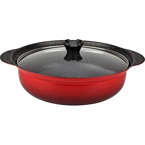 Wahei freiz WAHIRA FRAISU Tabletop Pot 30cm, Marble Coat, Baked Finish, for 5-6 persons, with Glass 