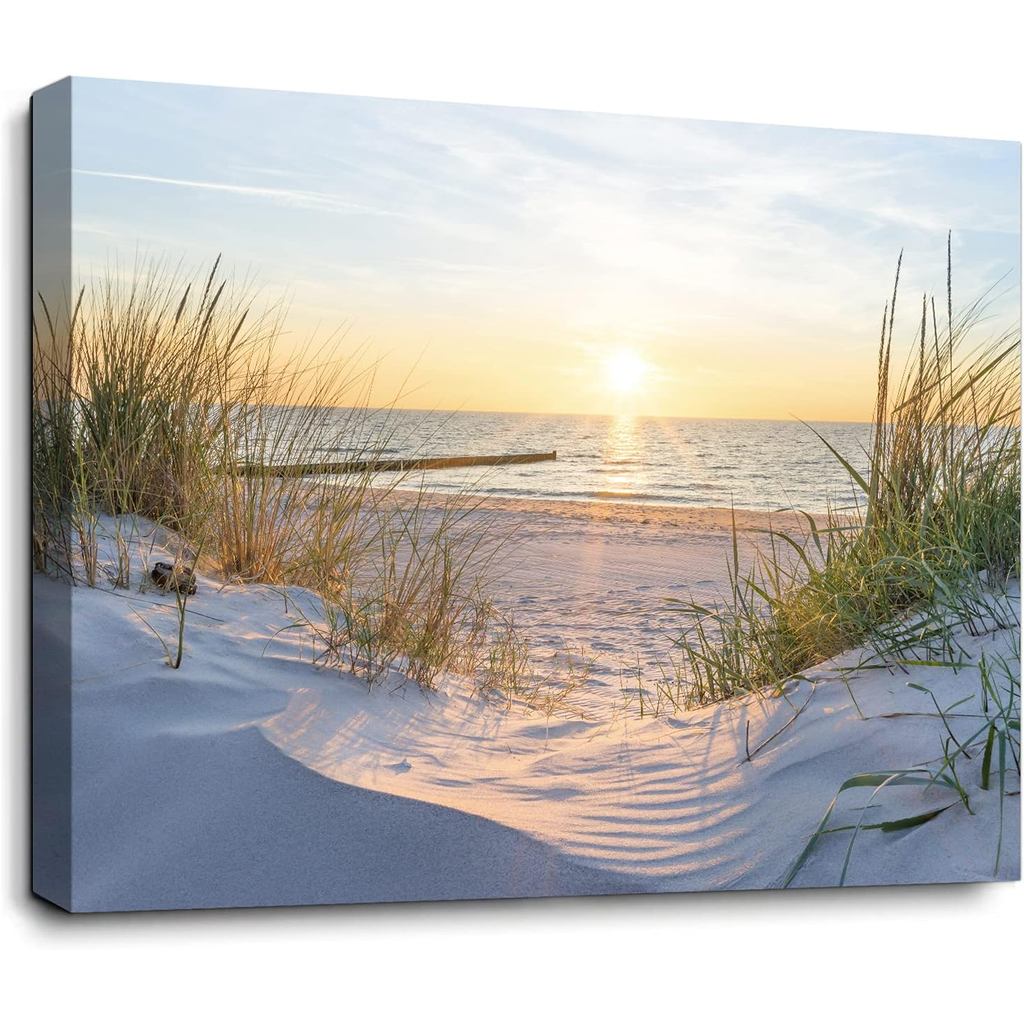 Beach Wall Decor อุปกรณ์ห้องน้ํา Wall Art ผ้าใบ Wall Art Ocean Decor Coastal Decor Wall Art สําหรับห