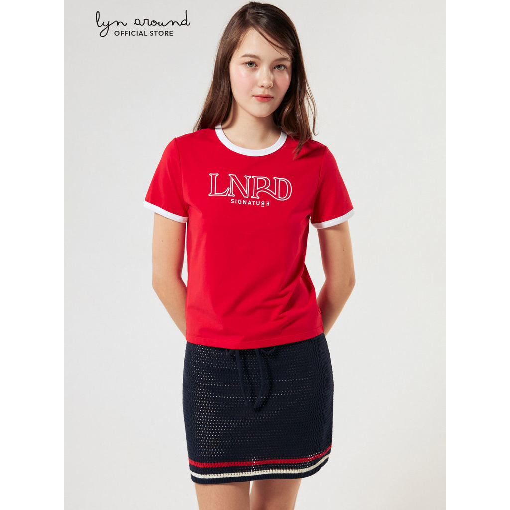 Lyn around - เสื้อยืดแขนสั้น ขอบสีคอนทราสต์ คอลเลกชัน LNRD Signature (A26CGWB072)