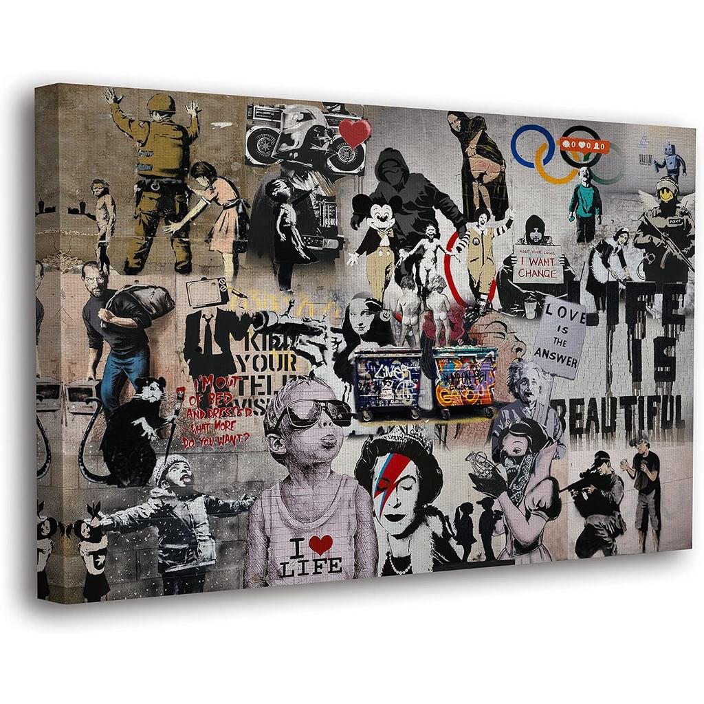 SpiritualHands สาวบอลลูน Banksy ผ้าใบ Wall Art โปสเตอร์ Graffiti Wall Art Banksy Original, Banksy Wa