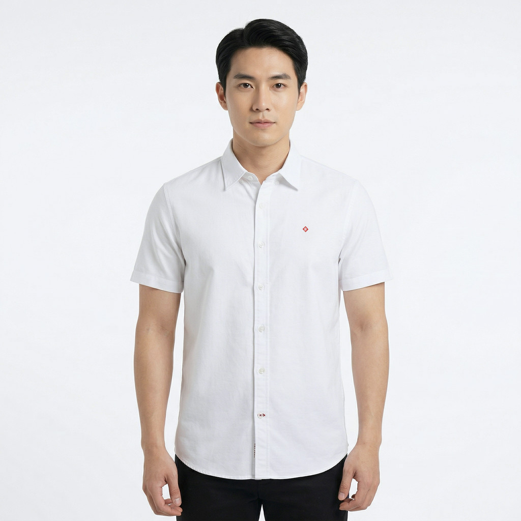 John Henry เสื้อเชิ้ตผู้ชายแขนสั้น ทรงเข้ารูป รุ่น JH S426MSSSM12 - สีขาว