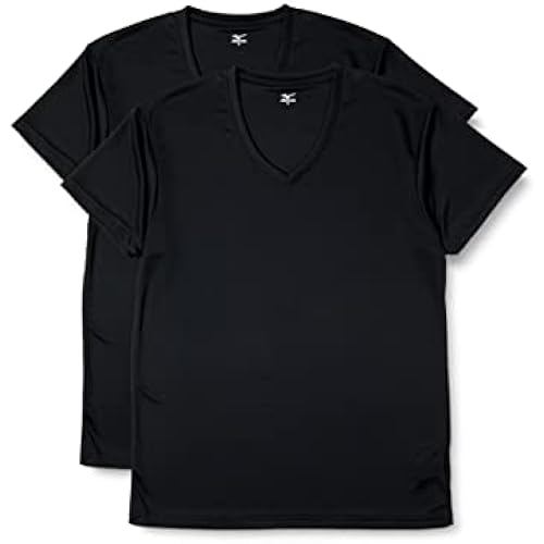 Mizuno C2JG1110 Men s Inner Shirt, Set of 2, V-Neck, Short Sleeve Sweat Absorbent, Quick Drying, Bla