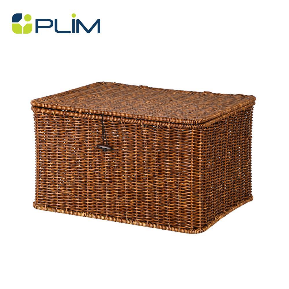PLIM ตะกร้าผ้าเหลี่ยมมีฝา SAAN SIZE L สีน้ำตาล จัดส่งโดย HomePro
