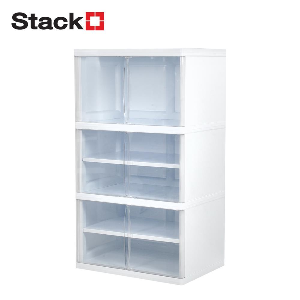 STACKO ตู้บานเปิด 3 ชั้น NOBI 70x50x122ซม. สีขาว/ใส จัดส่งโดย HomePro