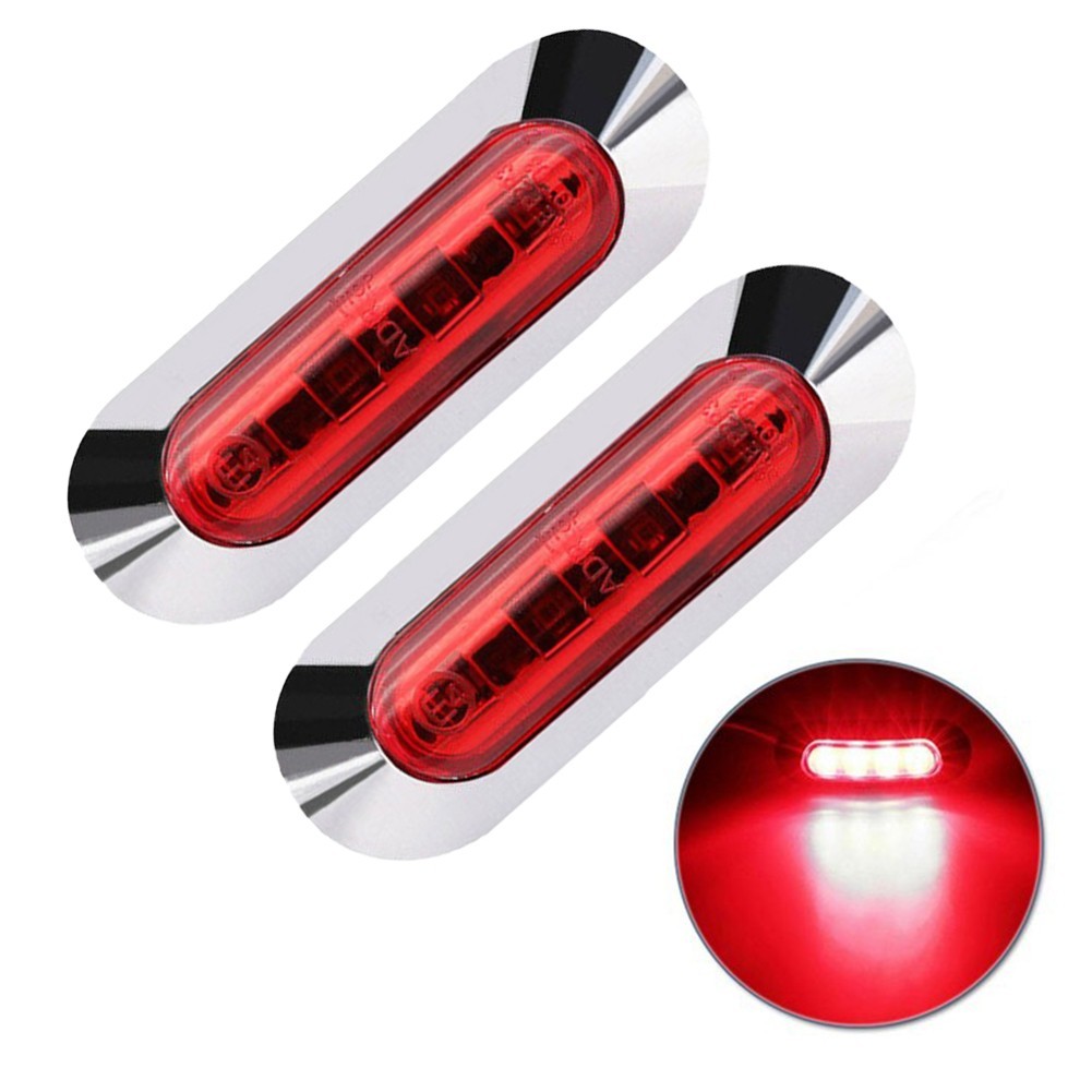 [SP-PLG]2 ชิ้น 4-LED ไฟเลี้ยวด้านข้าง Clearance รถรถบรรทุก Trailer Chrome 12V-24V