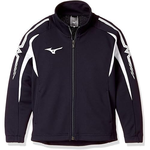 Mizuno 32JC8001 Training Wear, Warm-up Shirt, Sweat Absorbent, Quick Drying, Dry, Navy/White 120