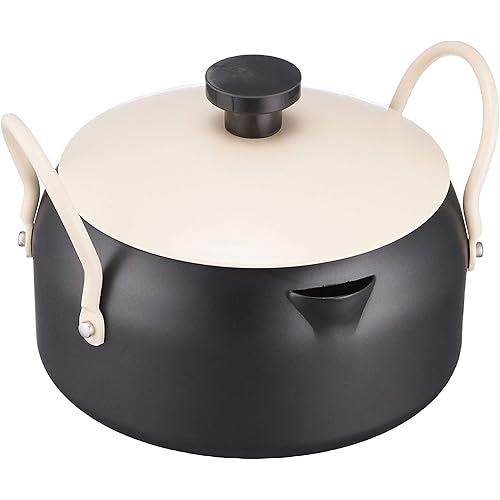 Obe Hula Lunch box with iron lid Two-handed frying pan 1 6cm Black HB-283