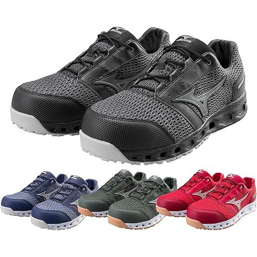 Mizuno Safety shoes Work Almighty VH11L Strap type H sole Breathable F1GA2204 09 Black Dark Silver 2