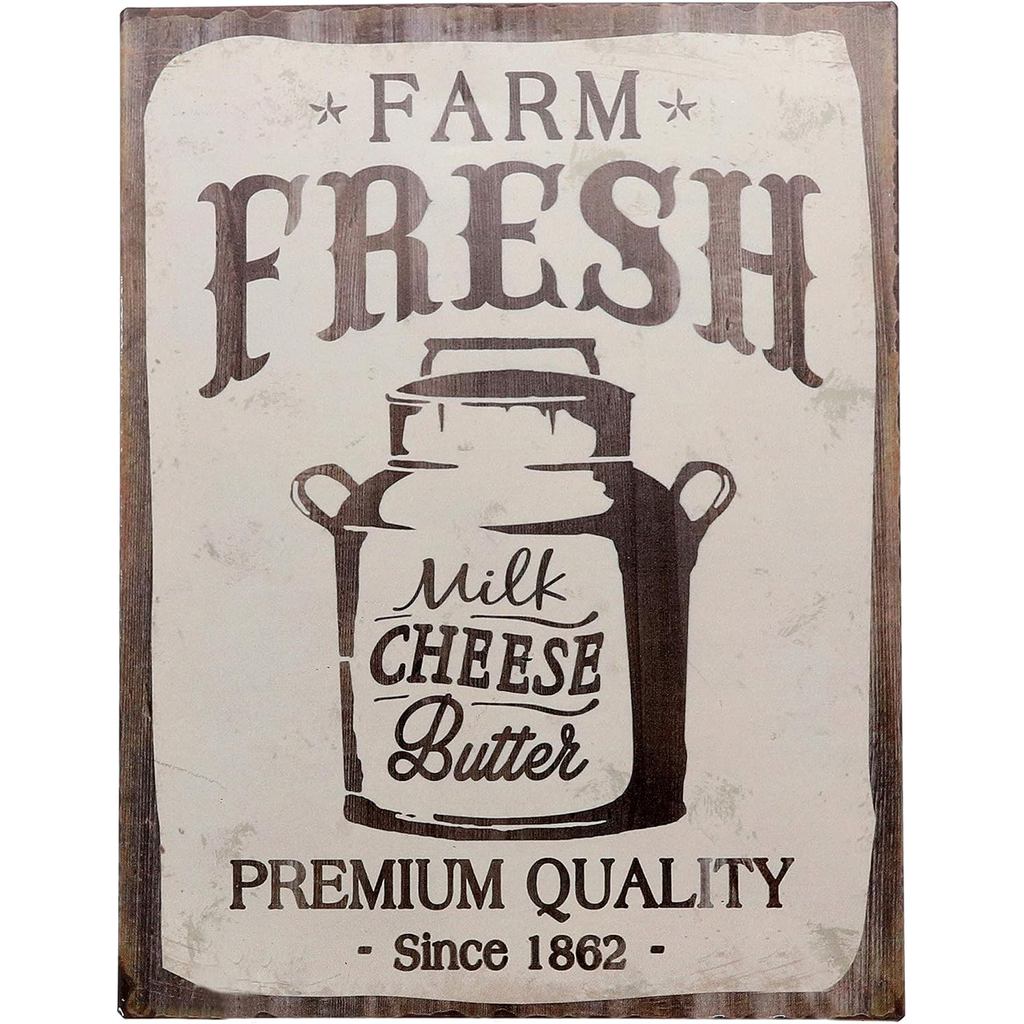 Barnyard Designs Farm Fresh Milk Cheese Butter Retro Vintage Tin Bar Sign Country Home Decor