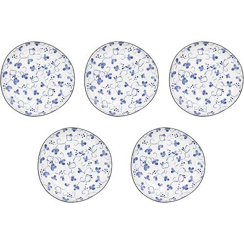 Minoyaki, set of 5 plates, diameter approx. 16 cm, rabbit, made in Japan 506-13