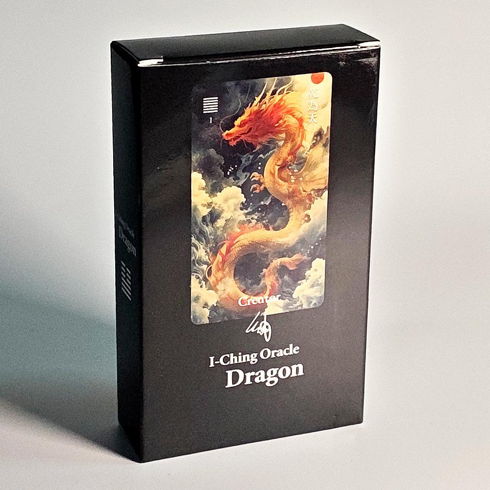 I-Ching Oracle Dragon Deck: 10.3*6 ซม. 64 การ์ดทํานายพร้อมทองคําแบบดั้งเดิมและศิลปะสัตว์ลึกลับ – ภูม