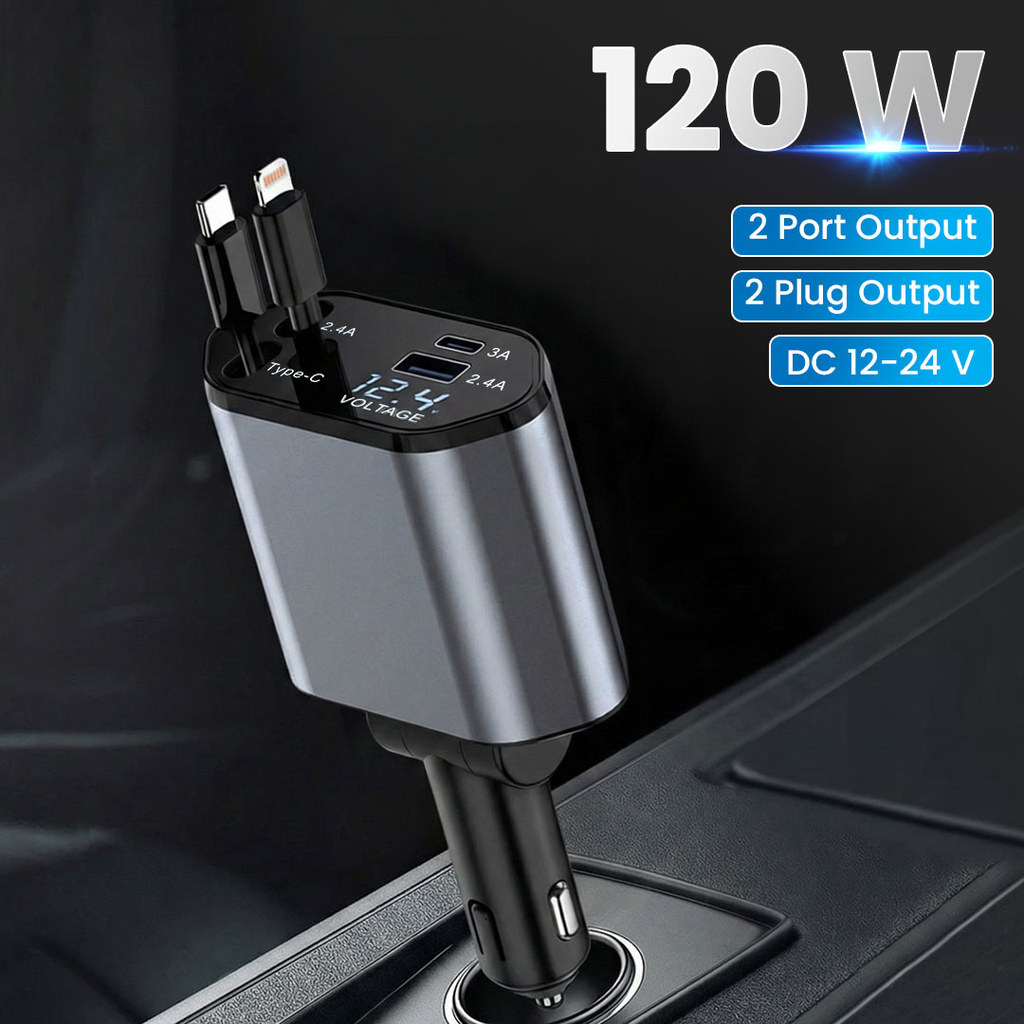 ที่ชาร์จแบตในรถ USB Type C Lightning Port 24V 120W - KT2