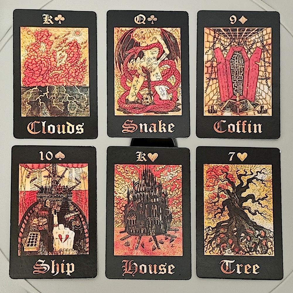 9*6 ซม. Dark Gothic Lenormand Deck 36 ชิ้น Lenormand การ์ดรวม Romance และ Dark Elements