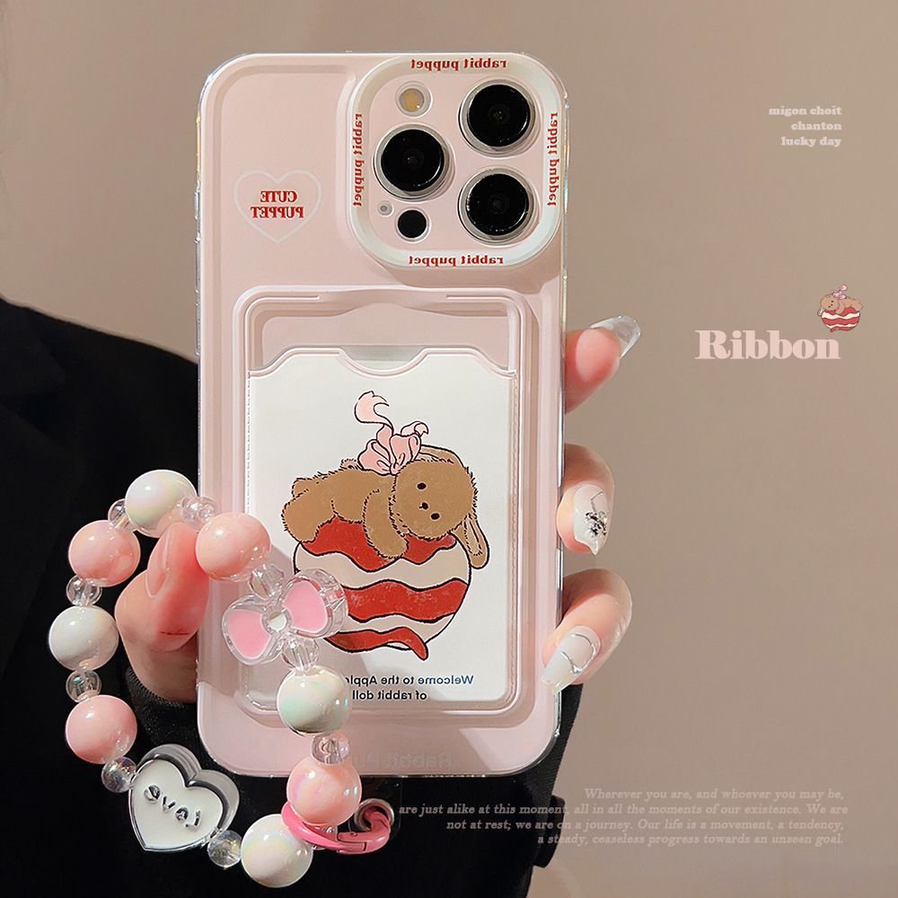 MERAH Guava Rabbit Card Holder Red Case Infinix Hot 50I Note 50 Pro 5G Smart 9 Hot 60 Pro Plus 60I H